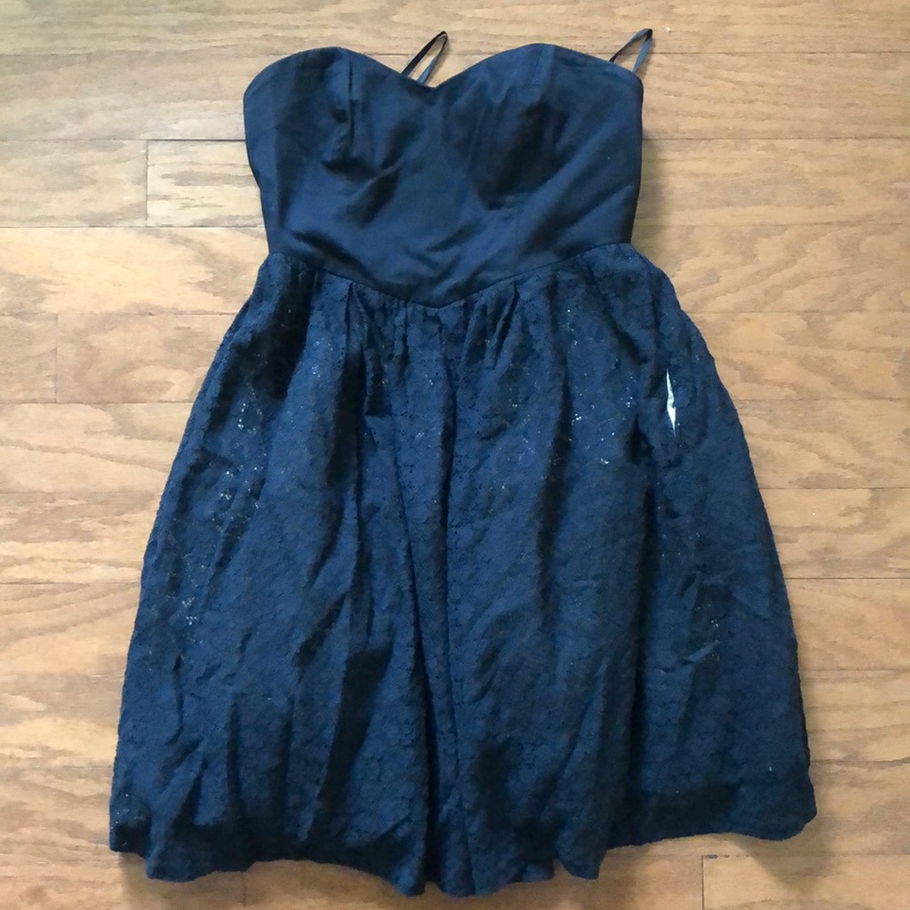 Anthropologie Strapless Black Lace Dress